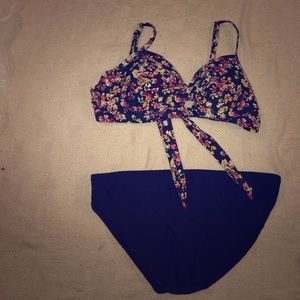 Target bikini large navy blue w/ colorful flowers